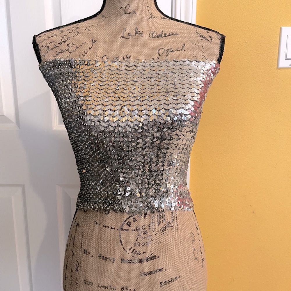 Silver sequin top